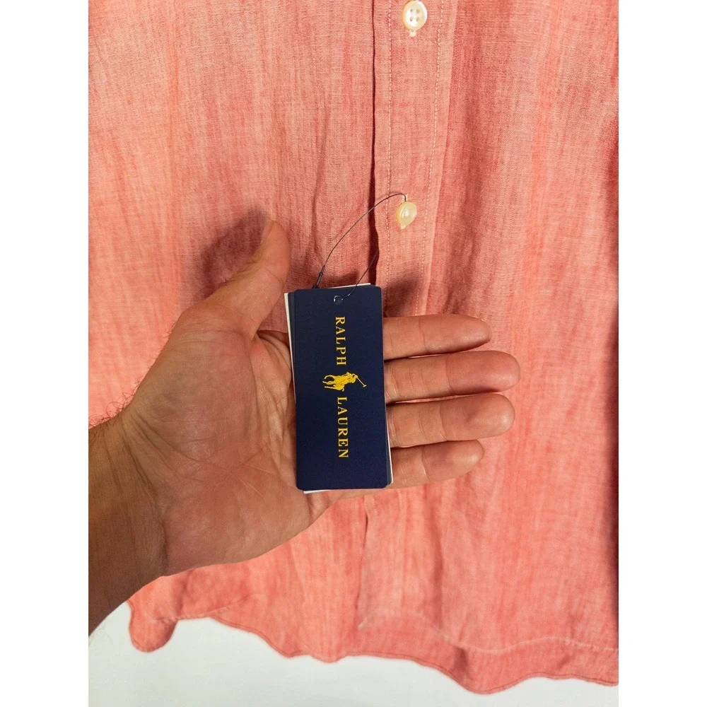 Polo Ralph Lauren RL Untucked Coral Button Down Shirt‎ Long Sleeve NWT Mens 1XB